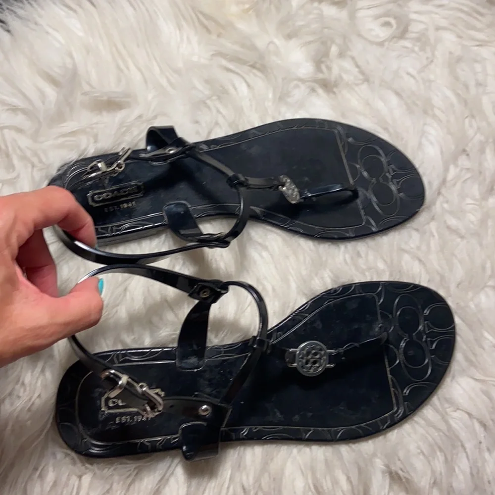 Coach Pansy Black Jelly Sandals Size 9B